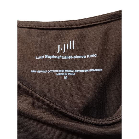 J. JILL Brown Shirt Top Medium Luxe Supima Ballet Sleeve Tunic Soft Brown Staple - Picture 4 of 9